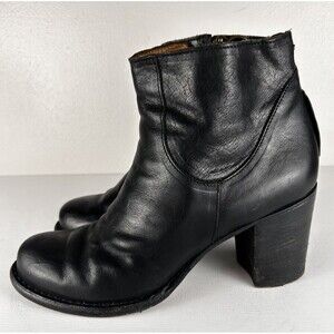 Fiorentini + Baker Zip Black Leather Ankle Heel Boot Size 9 Made In Italy EU39